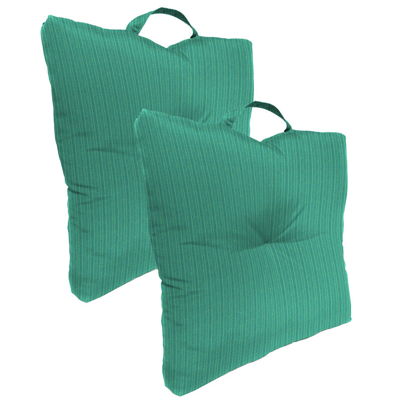 20" x 20" Tufted Outdoor Floor Cushion with Handle (Set of 2), Light Green