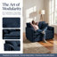 Chaise 41,91 ", chenille moderne en bleu, siège profond pour chambre à coucher et salon, canapé modulaire avec coussin décoratif bleu surdimensionné, appartement, pièce-474339128-495586829