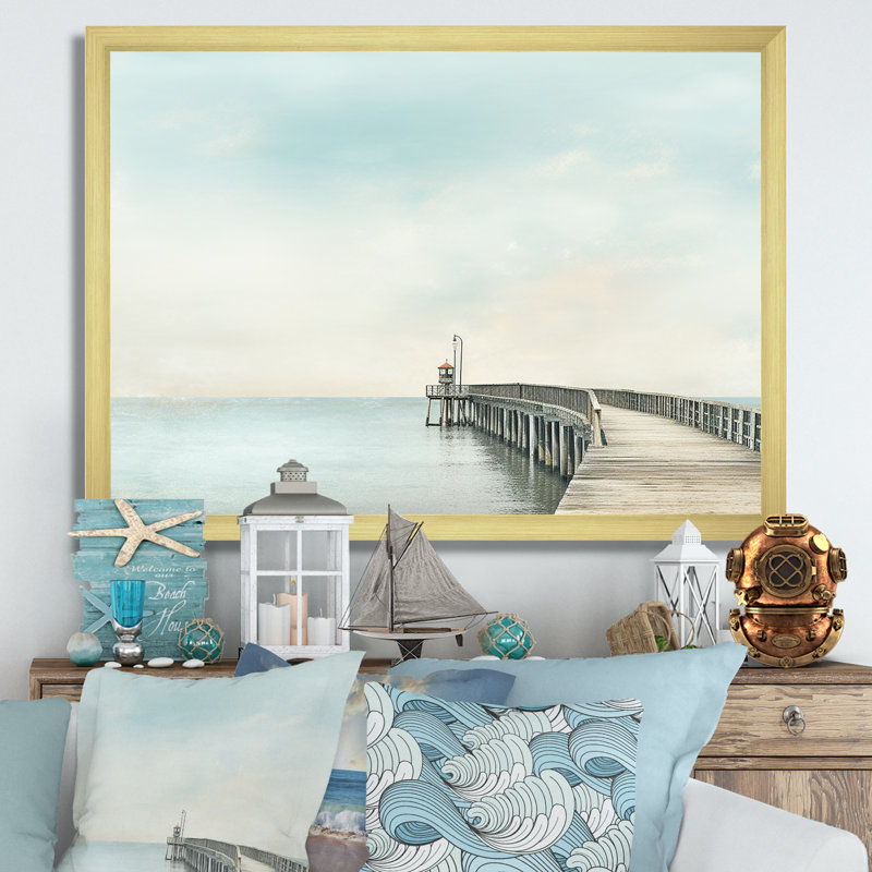 Radcliff - salon d'art mural plage et océan, H 30 po x l 40 po x P 1,5 po, Cadre doré simple