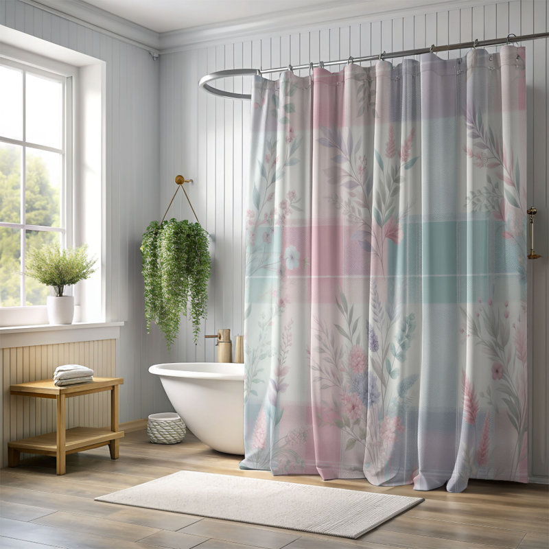 Rideau de douche 1 pièce Gentle Checks, H 74 po x l 71 po