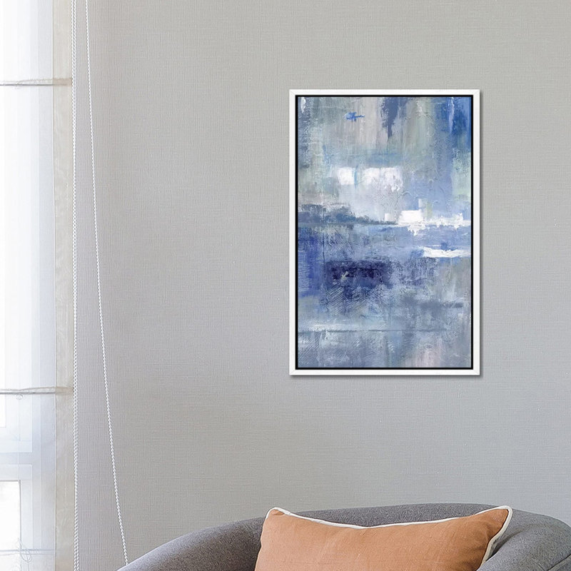 Bay View Indigo - Painting on Canvas, 66.04 cm H x 45.72 cm W, White Framed