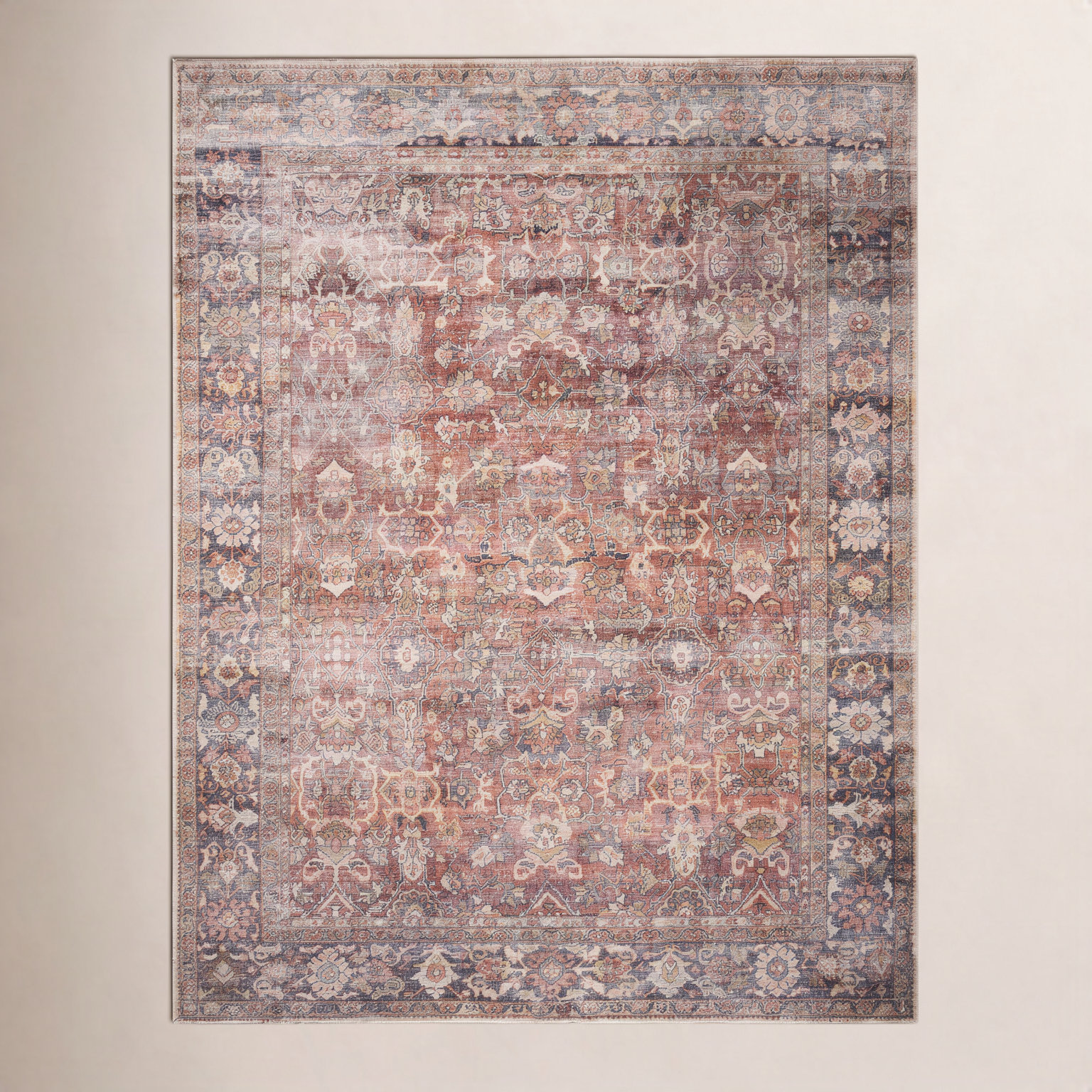 Portman Spice Orange Blue Oriental Rug, Rectangle 2'3" x 3'9"