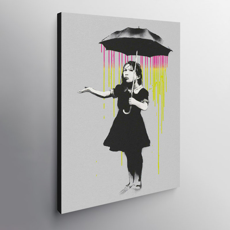 Nola Umbrella Rain by Banksy - Wrapped Canvas Print, 41cm H x 31cm W x 4cm D