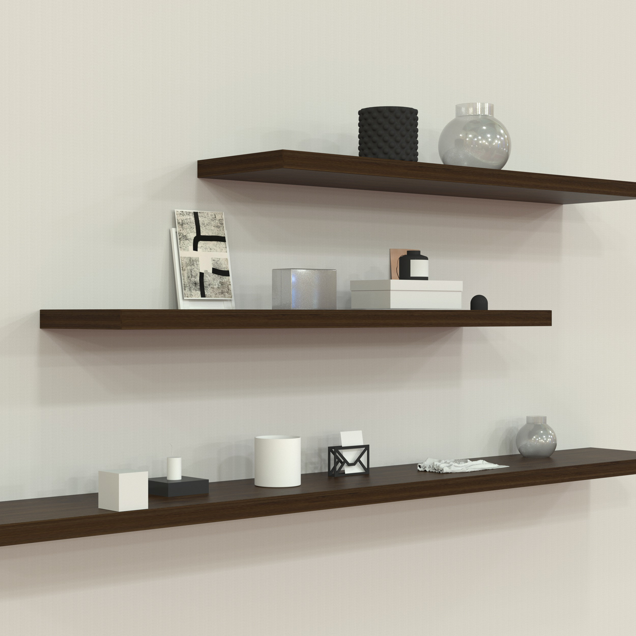 17 Stories Floating Shelf 50mm Tan Walnut - Wayfair Canada