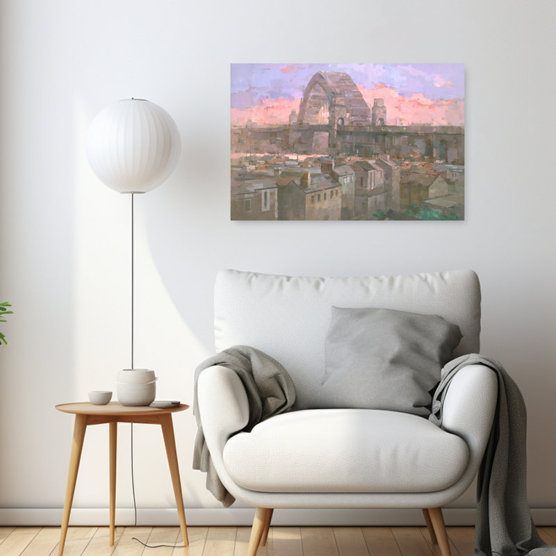 Sydney Bridge Twilight Impressionist Abstract Contemporary Architecture City Wall Art Print 1 Piece Wrapped Canvas Wall Art