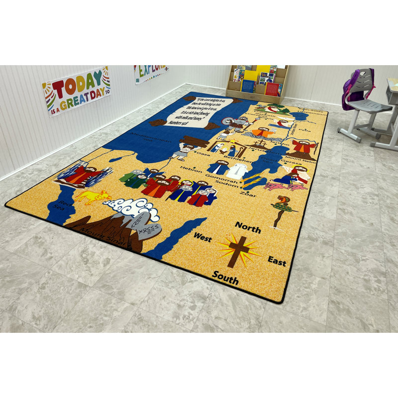 KidCarpet.com Holy Land Map Sunday School Rug, 6'x8'6" Rectangle, Rectangle 6' x 8'6"