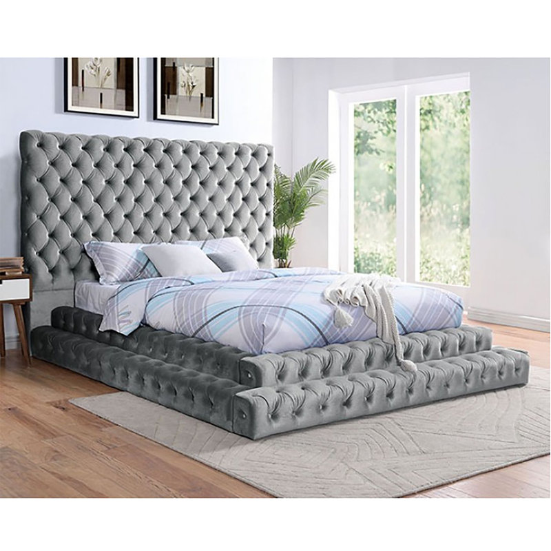 Lit plateforme tapissier Madera, Très grand, Grey