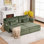 Canapé-lit convertible de 73 po, lit escamotable, canapé 3 en 1 avec poche latérale et ports USB, canapé en velours côtelé moderne pour le salon, petit espace, appartement, chambre à coucher, vert