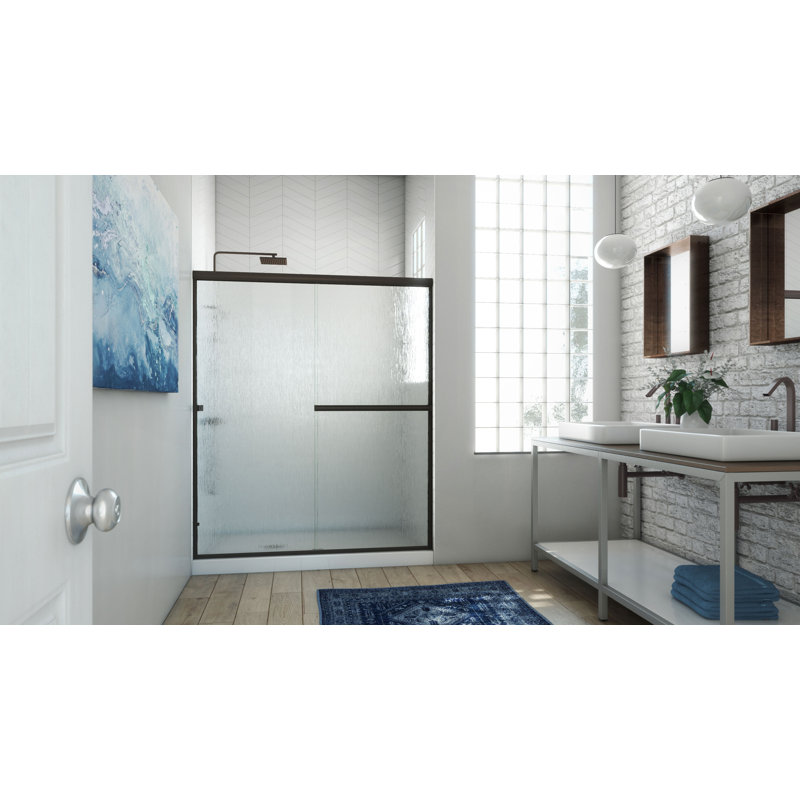Porte de douche Lese l 51 po x H 66 po Lese, Bronze huilé anodisé
