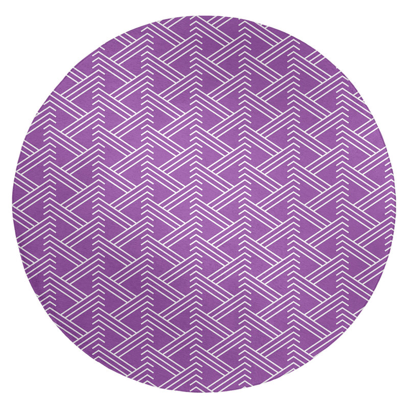 Chenille Geometric Indoor Rug, Round 5'