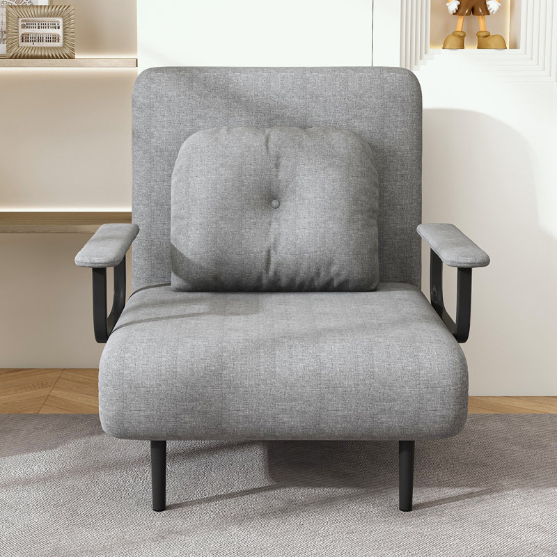 Chaise longue avec dossier réglable et coussin, Gris, Noir