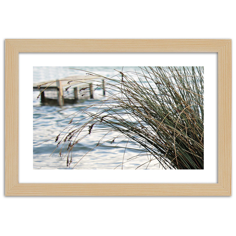 Jetty By The Sea - Single Picture Frame Print, Light Brown, 70cm H x 100cm W