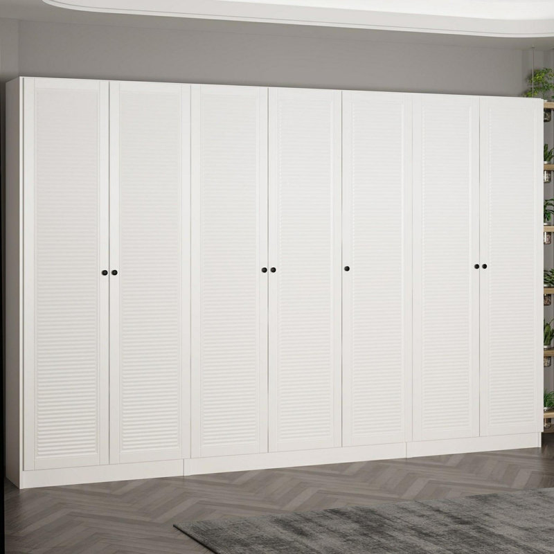Modern Hall Stand, White, 124.0 x 82.7 x 13.8 inches | 100% Melamine Coated Particle Board, Thickness: 0.7 inches | Stylish & Functional Storage Solution for Entryways, Elegant Solid Color Design