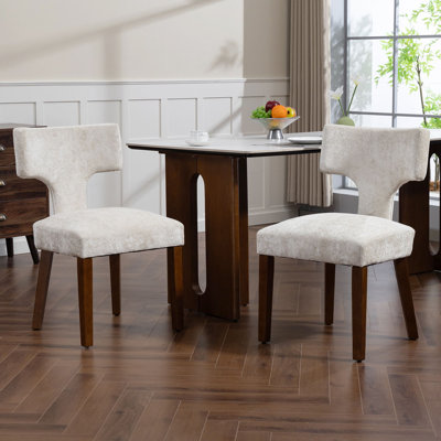 Ensemble de 2 chaises de salle à manger de style Mid-Century moderne, chaise d'appoint rembourrée en tissu chenille de style campagnard, chaises de cuisine avec structure en bois franc