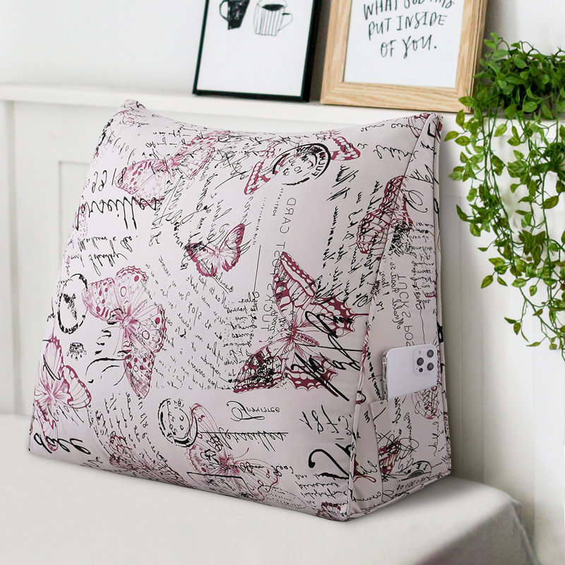 Triangular Backrest Cushion, Red Butterfly