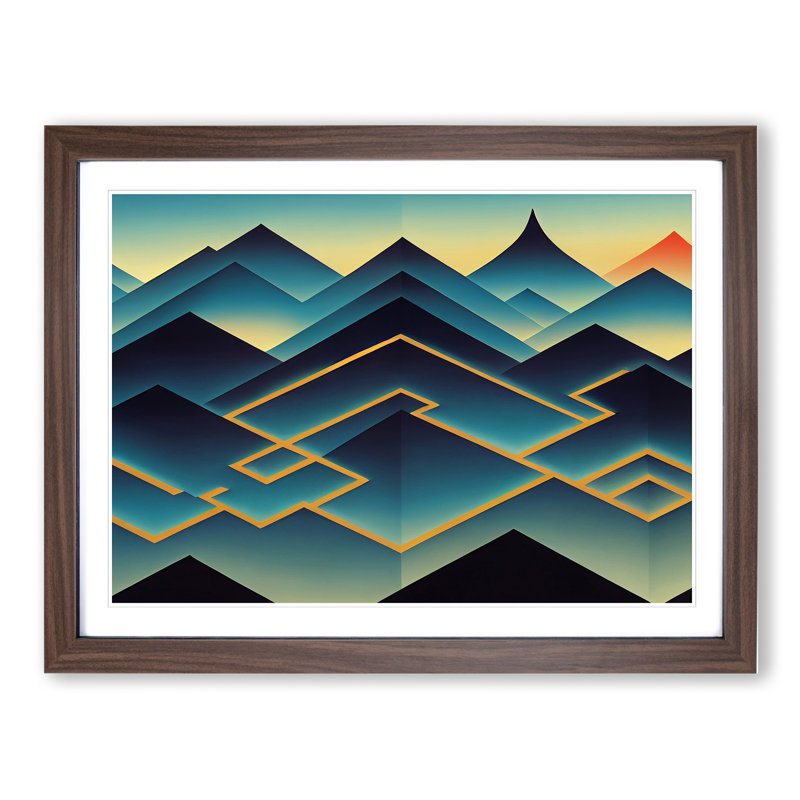 Splendorous Abstract Mountains - Framed Print, 46cm H x 64cm W x 2cm D, Walnut