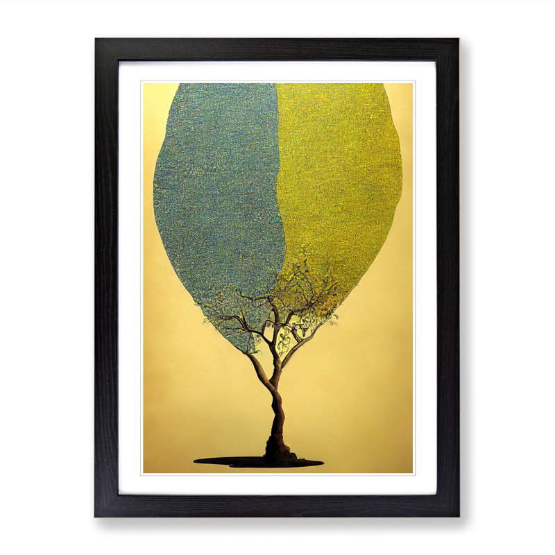Unique Tree Art Vol.2 1 Piece Single Picture Frame Wall Art, 34cm H x 25cm W x 2cm D, Oak