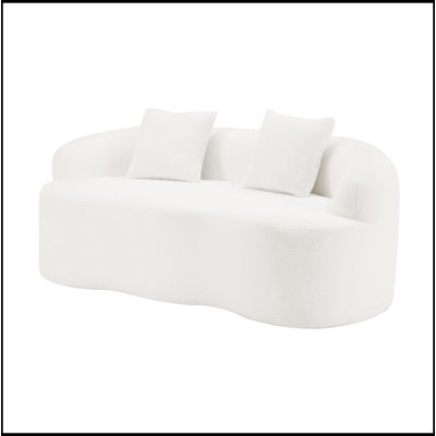 Curved Loveseat Sofa with Round Armrest, Compression Couch with 2 Pillows, Couch for Small Space, Living Room, Bedroom, No Assembly