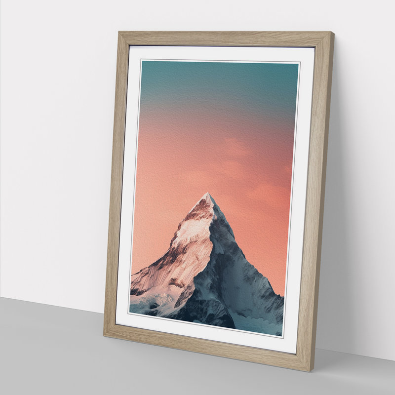 Mount Everest Minimalism - Single Picture Frame Print on Wood
