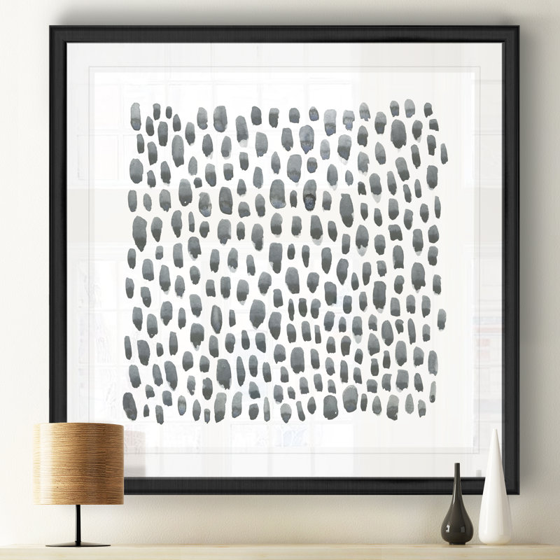 «Blue Gray Tessera II», reproduction d'art sur toile, Cadre noir, H 30 po x l 30 po x P 1,5 po