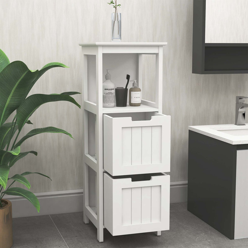 Bathroom Floor Cabinet With 2 Drawers And 1 Storage Shelf