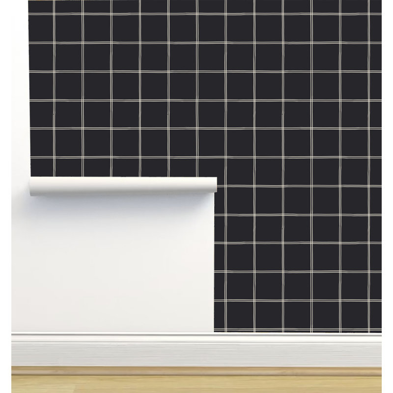 Rouleau de papier peint auto-adhésif texturé L 12 pi x l 2 po Erin Kendal Designs, Grille noire