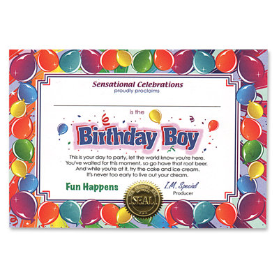 Certificat d'anniversaire de garçon