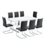 Ensemble de salle à manger 9 pièces moderne en MDF blanc 71 po avec chaises rembourrées en similicuir-2109443400-2109443407