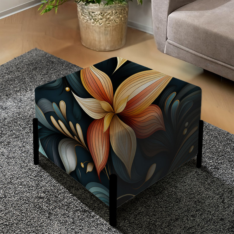 Mindful Contemplation Mediation I - Repose-pieds carré floral