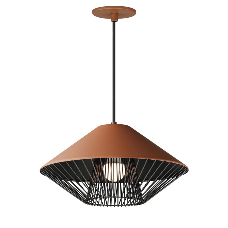 Lorana 1 - Light Caged Pendant, Brick/Black, Brick/Black
