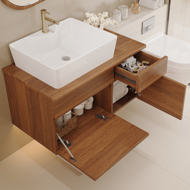 Petit meuble-lavabo flottant simple avec lavabo