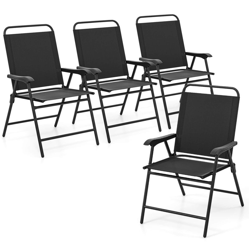 Ensemble de 4 chaises de salle à manger pliantes pour l'extérieur avec accoudoirs