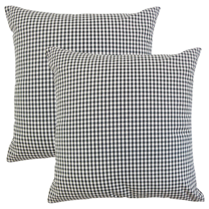 Square Pillow Cover & Insert, Black