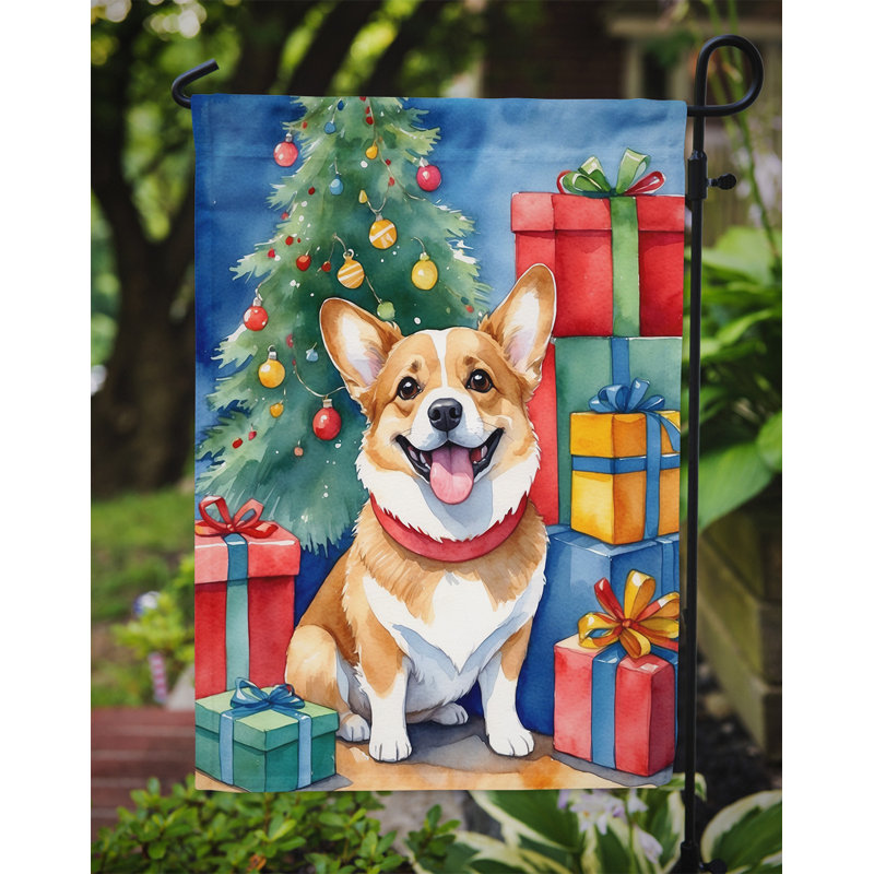 Drapeau de Noël renne de jardin, Corgi
