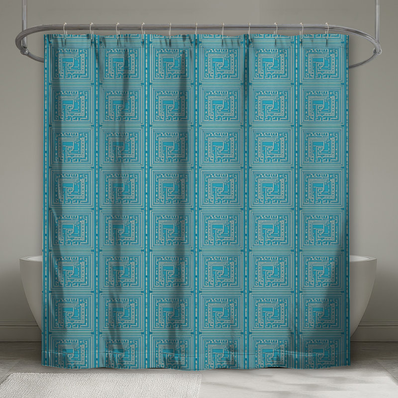 Blue Maze Pattern Shower Curtains Extra Long, 70in W x 72in H