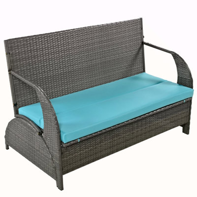 Versatile Outdoor Rattan Loveseat Convertible To Four Seats And Table, Ideal For Gardens And Lawns by Bay Isle Home