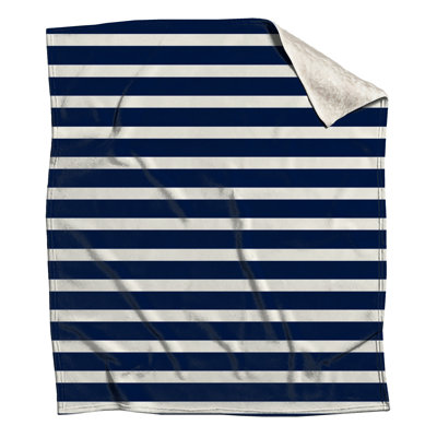 Jeté en molleton à rayures bleu marine - Jetés à motif pour canapés ou lits