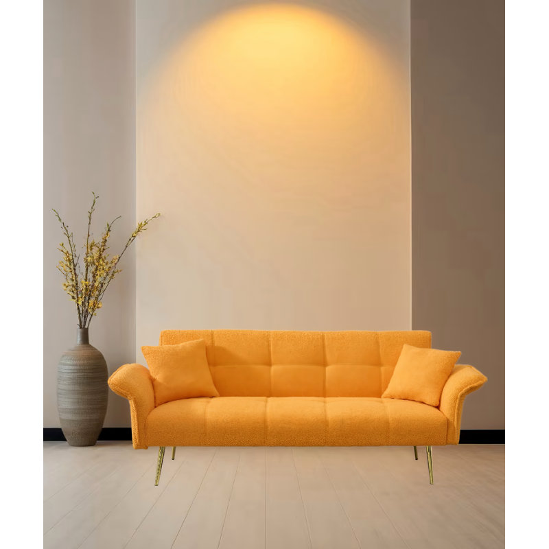 70-inch Teddy Fleece Sofabed, Convertible Futon Sofabed With Adjustable Arms And Backrest, Modern Love Sofa For Living Room And Bedroom.