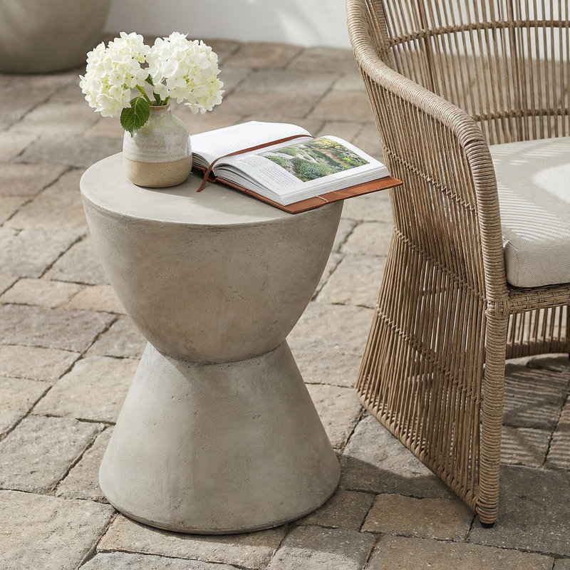 Outdoor Lightweight Concrete Side Table,MGO End Table,Light Gray