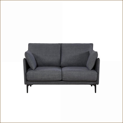 Canapés 2 places pour salon, chambre à coucher, bureau avec ports USB, 2 coussins | Tissu | Bleu foncé
