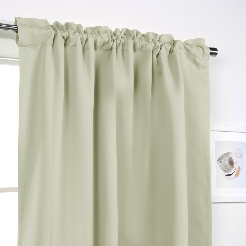Bantam Solid Blackout Thermal Rod Pocket Curtain Panels, Gin, 52" W x 63" L