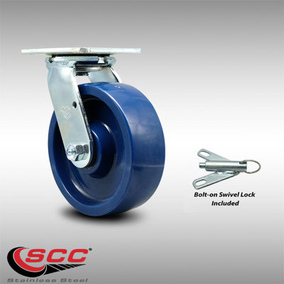 SS Solid Poly Swivel Caster with Roller Bearing and Swivel Lock SCC