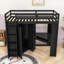 Lit mezzanine simple en bois avec bureau intégré, armoire et rangement-1149071993