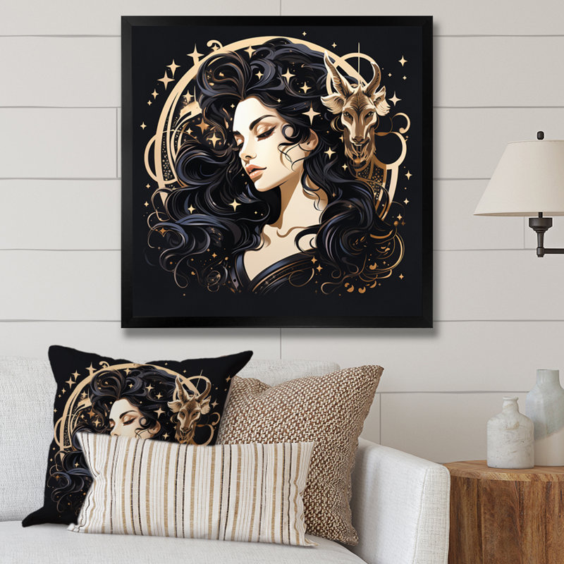 Astrologique astrologique Stargazer VII sur toile, H 24 po x l 24 po x P 1 po, Cadre simple noir