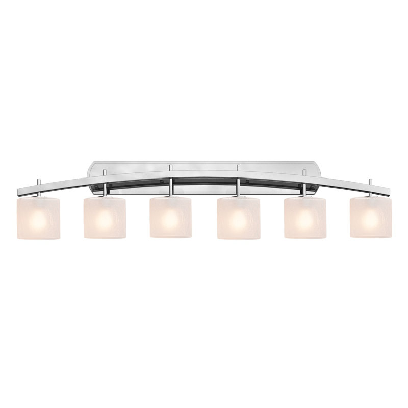 Éclairage pour salle de bain 6 lumières Casson, Chrome poli, Craquelé givré