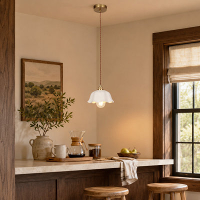 Luminaire suspendu crème en céramique blanc fleuri, plafonnier suspendu floral avec finition laiton, cordon réglable, éclairage bohème maison de campagne