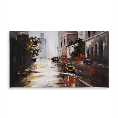 Contemporary Brown Cities Tablecloth - Morning Street Scene