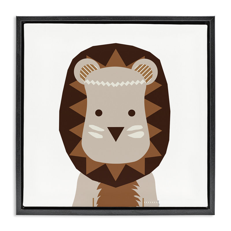  «Neutral Tone Lion» par Daniela Santiago, H 25 po x l 25 po, Cadre flottant noir de jais