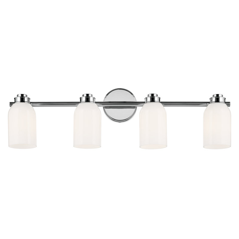 31" 4-Light Vanity Light with White Opal Glass, Chrome