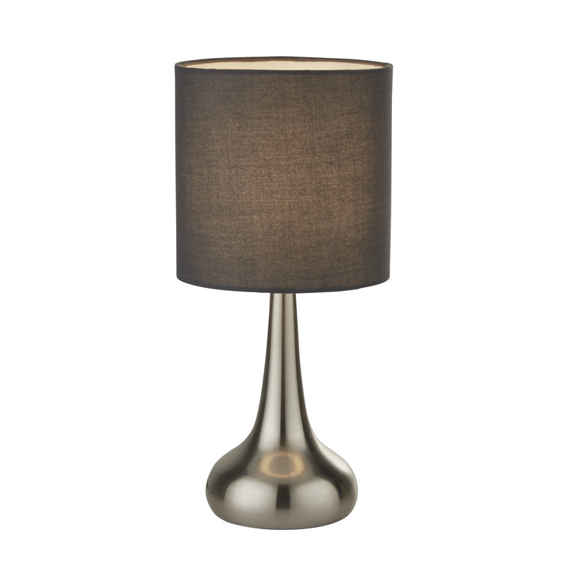 Esaw Metal Table Lamp, Satin Silver Base/Dark Grey Shade
